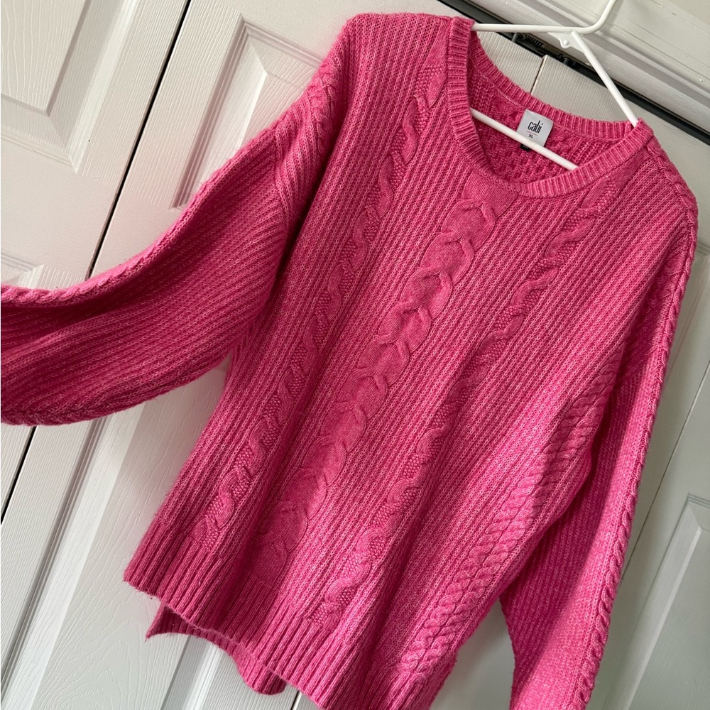 Cabi Pink Cable Knit Sweater